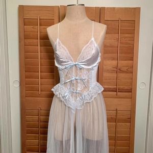Vintage Bridal Floor-Length Peignoir Set USA S